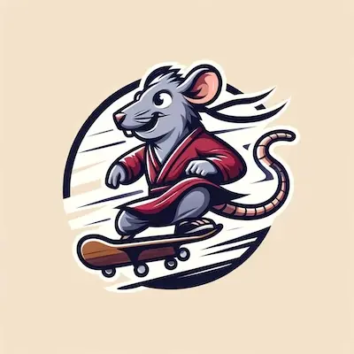 A rat going fast on their skateboard